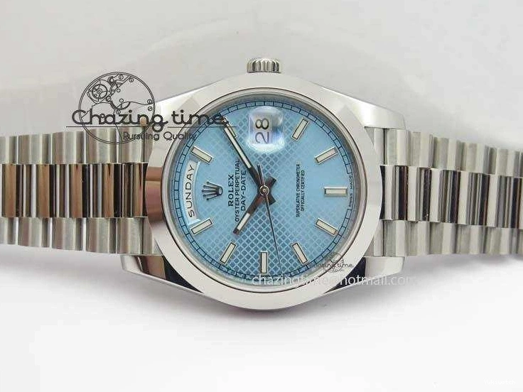 1:1 Bracelet Day-Date Dial Ice Noob Edition A3255 40mm SS on 228206 SS Textured Blue Best 0405